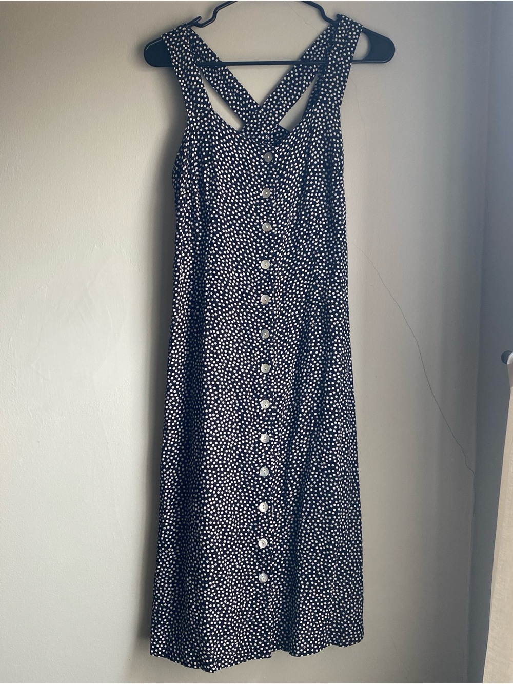 Black and White Polka Dot Button-Front Sundress